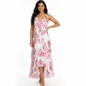 Tamara H Floral Spaghetti Strap Hi Lo Maxi Dress Lady Medium Brand New With Tags